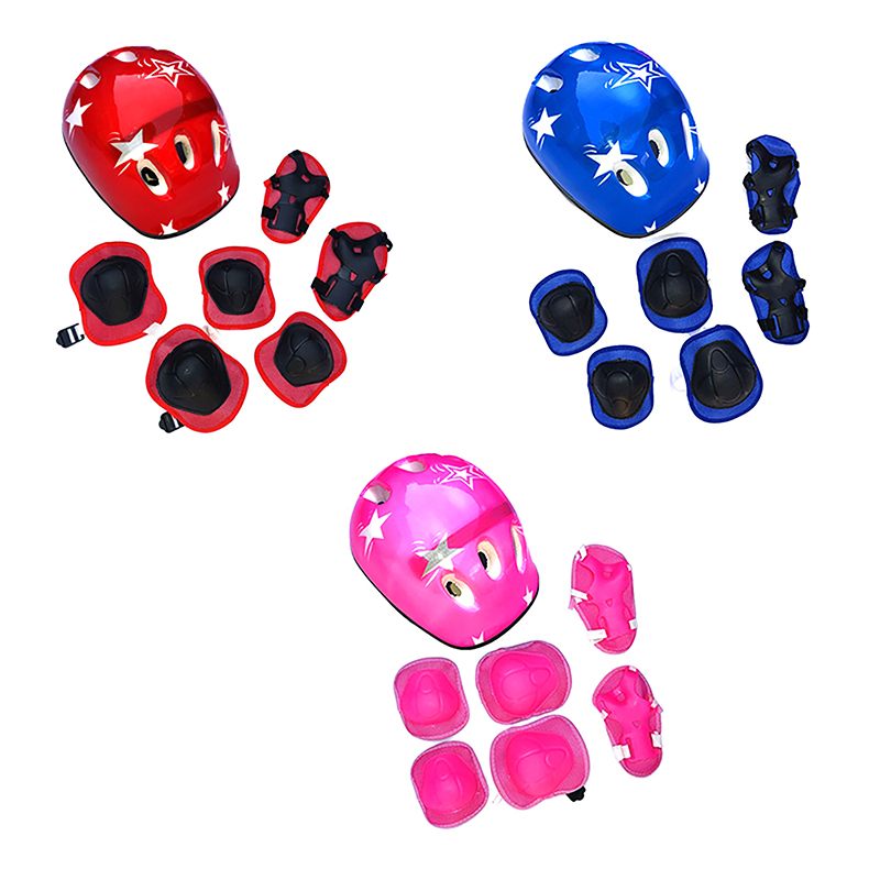 New-7Pcs Kids Cycling Protecti - Scooter Helmet Set ulasan dan harga