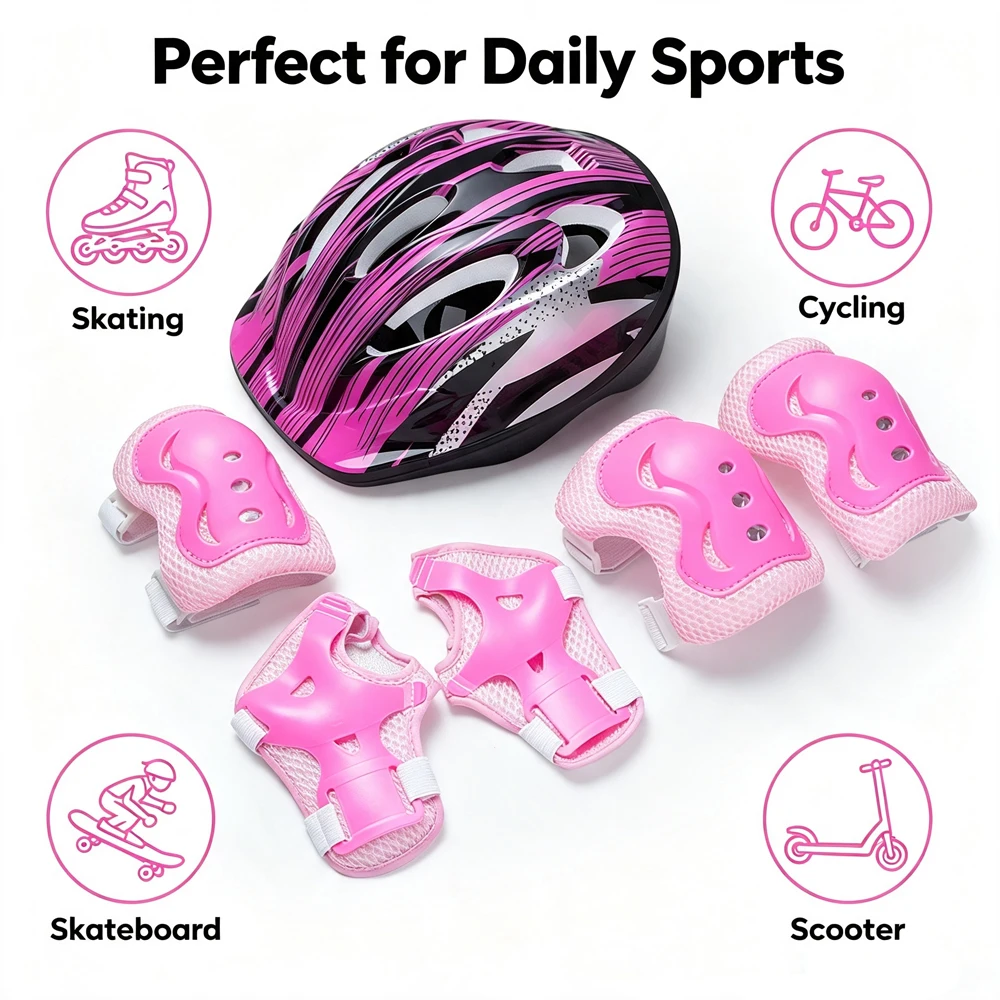 7-Piece Kids Bike Helmet Set w - Scooter Helmet Set ulasan dan harga